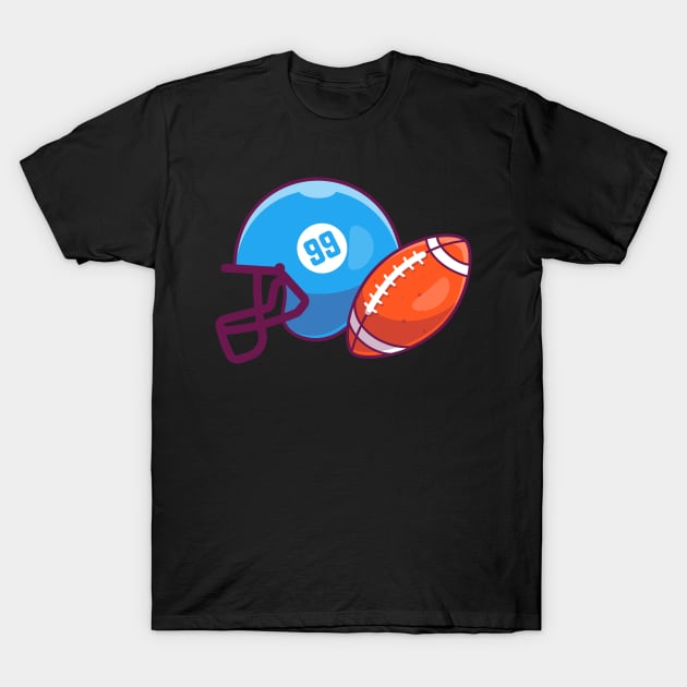 Helmet and rugby ball  cartoon T-Shirt by Catalyst Labs